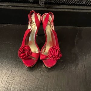 Red satin hi-heels